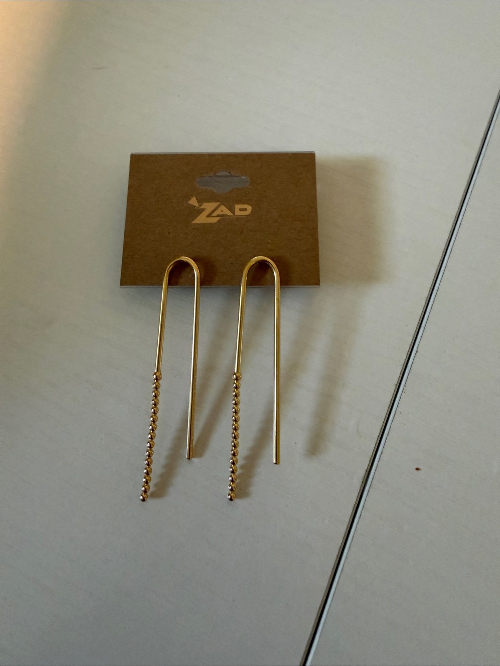 ZAD Gold Threader and Beaded Drop Earring Set
